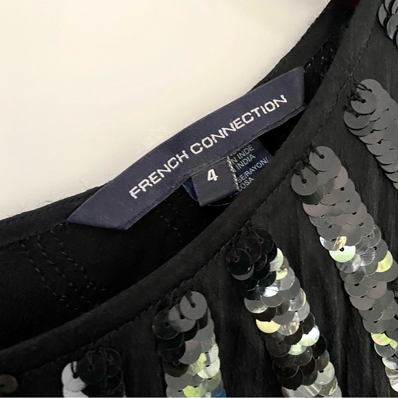 French Connection FCUK Black Sequin Shift Dress - Size 4 - Picture 3 of 7